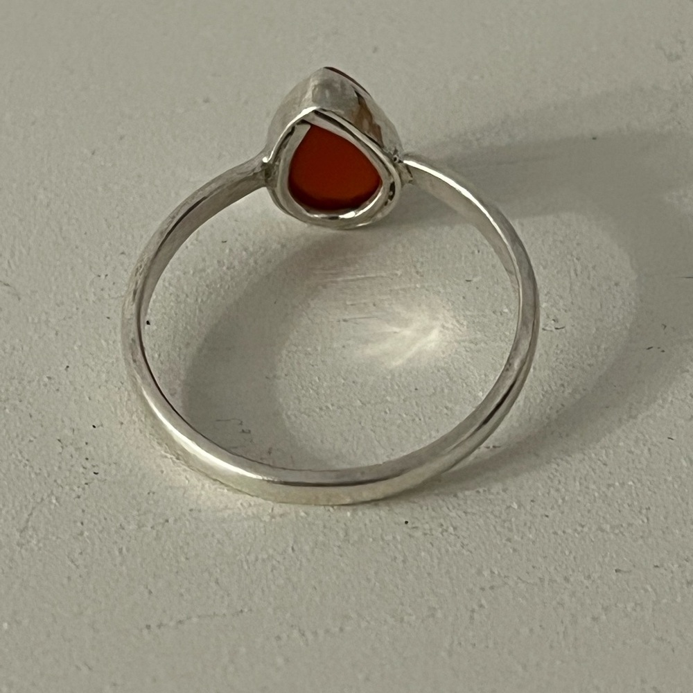 Solid 925 Sterling Silver Carnelian Gemstone Ring… - image 2